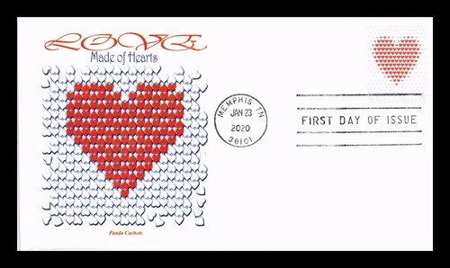 US COVER LOVE MADE OF HEARTS FIRST DAY ISSUE PANDA CACHET
