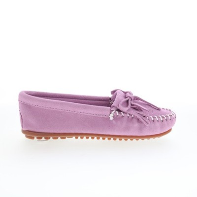 Minnetonka Kilty 406PW Womens Purple Wide Suede Slip On Loafer Flats Shoes 6