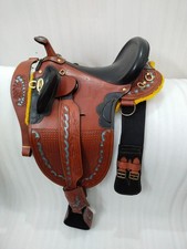 14" Australian Stock Horse Tack Leather Saddle With Tooling Carving For Horse..