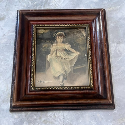 #ad Vintage Wood Framed Art Victorian Miss Murray By Sir Thomas Lawrence Print 10” $26.00