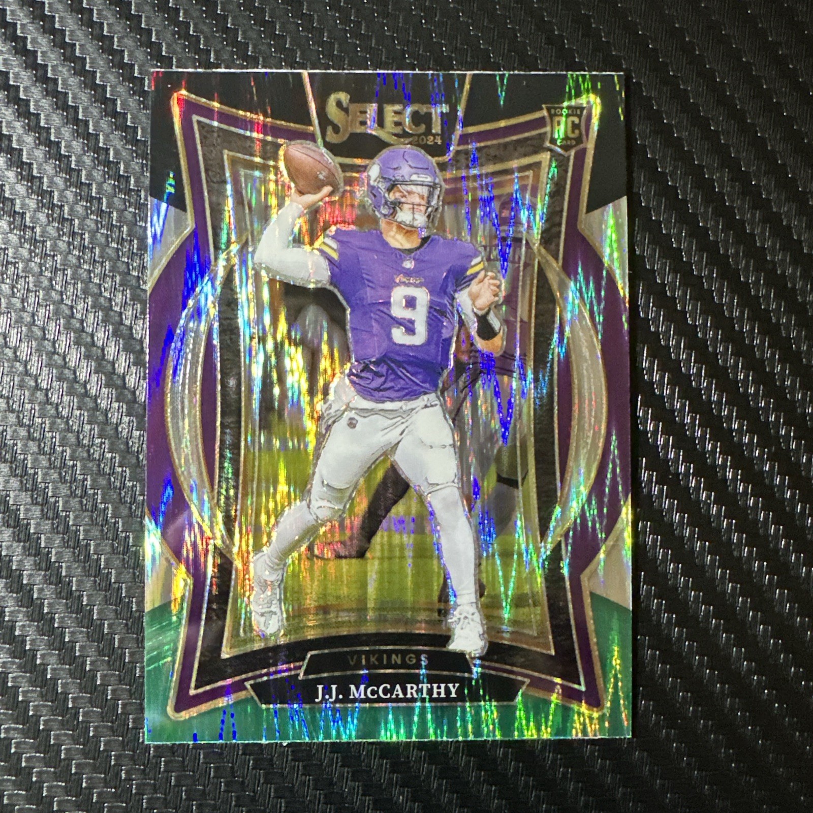 2024 Select J.J. McCarthy Concourse RC Black and Green Prizm Shock #24 VIKINGS