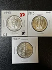Lot of 3 Walking Liberty Halves. AU-UNC. One Day Auction! Free Shipping!