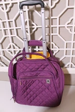 DELSEY PARIS Rolling Tote Bag Purple Quilted Under-Seater 2 Wheels Travel
