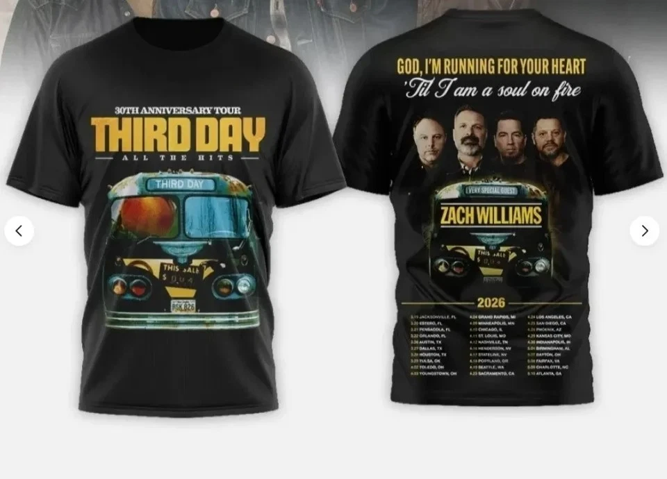 NEW Third Day 30Th Anniversary Tour 2026 3D T shirt