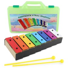 8 Notes Xylophone with Green Case Glockenspiel Metal Keys 8 Notes Colorful Re...