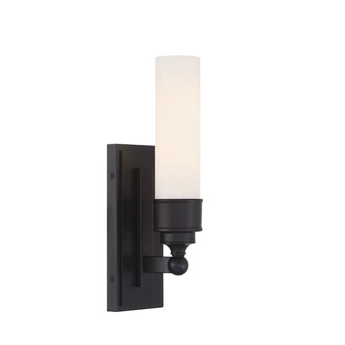Crystorama Wilcox 1 Light Sconce, Matte Black/White - WLX-301-MK - Picture 1 of 1
