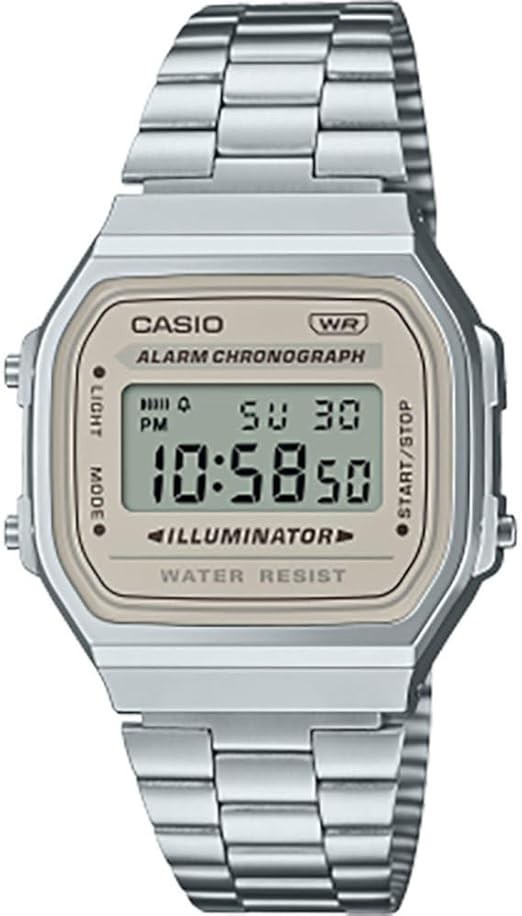 Montre Casio A168WA-8AYES avec illuminator et chronomètre précis en acier inoxydable