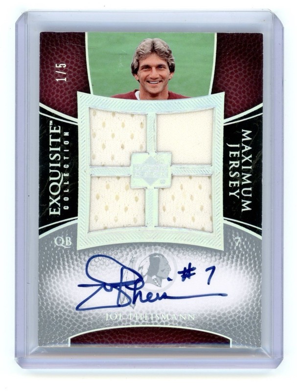 2007 UD Exquisite Collection Joe Theismann Maximum Jersey Game Used Auto 1/5 HOF