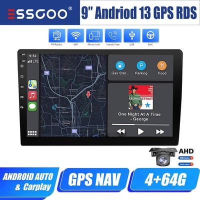 Autoradio Bluetooth Apple Carplay 2 DIN Android13 4+64GB 9'' RDS USB GPS NAVI Kam