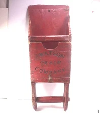 Antique Primitive Wood Watson Grain Company Scoop