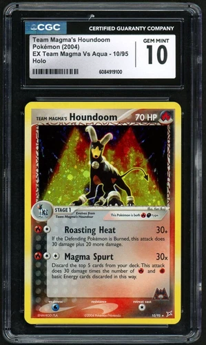 2004 Pokémon Team Magma's Houndoom Holo EX Team Magma Vs Aqua #10 CGC 10
