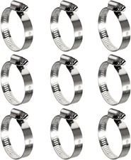 10 Pack Stainless Steel Hose Clamps, 1-1/2 Inch to 2-1/2 Inch Worm Gear Metal Ho