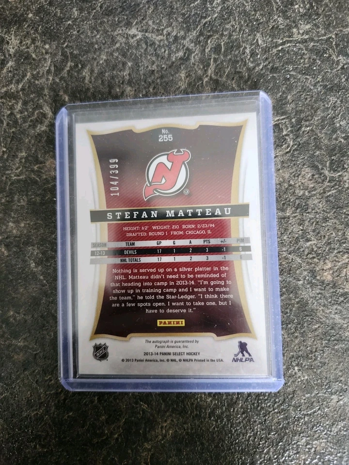 2013-14 Panini Select Rookie Auto 104/399 Stefan Matteau Card# 255 - Image 2 of 2