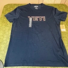 YETI Star Badge SST Navy T Shirt Logo Patriotic USA Mens Large NWT