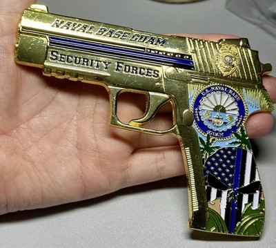  Naval Base Guam Security Forces USN Punisher Challenge Coin Gold BIG