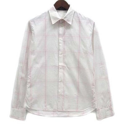 Victor & Rolf VIKTOR&ROLF Dot Logo Check Shirt Long Sleeve White Pink 46 Made