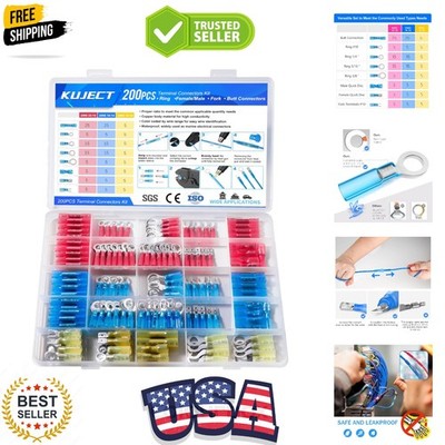 200PCS Heat Shrink Wire Connectors Kit, Electrical Waterproof Crimp Butt Term...