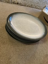 Vintage Cloverleaf Green / Grey Pottery Oval Quality Dinner Plate - 5 available 