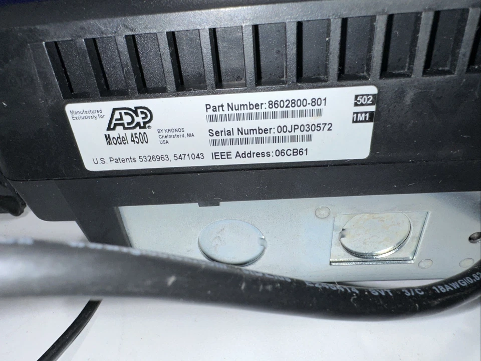 ADP MODEL 4500 DIGITAL EMPLOYEE ETHERNET TIME CLOCK - Image 4 of 4