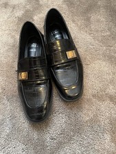 Faith Size 3 Loafers Black With Gold Detail.