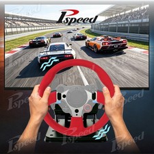 Universal 13" Red Faux Suede Aluminum Spoke Sim Racing Gaming Steering Wheel