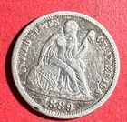 1889 US Seated LIBERTY SILVER Dime! "Philadelphia" Mint! Very Fine! Old US Coin!