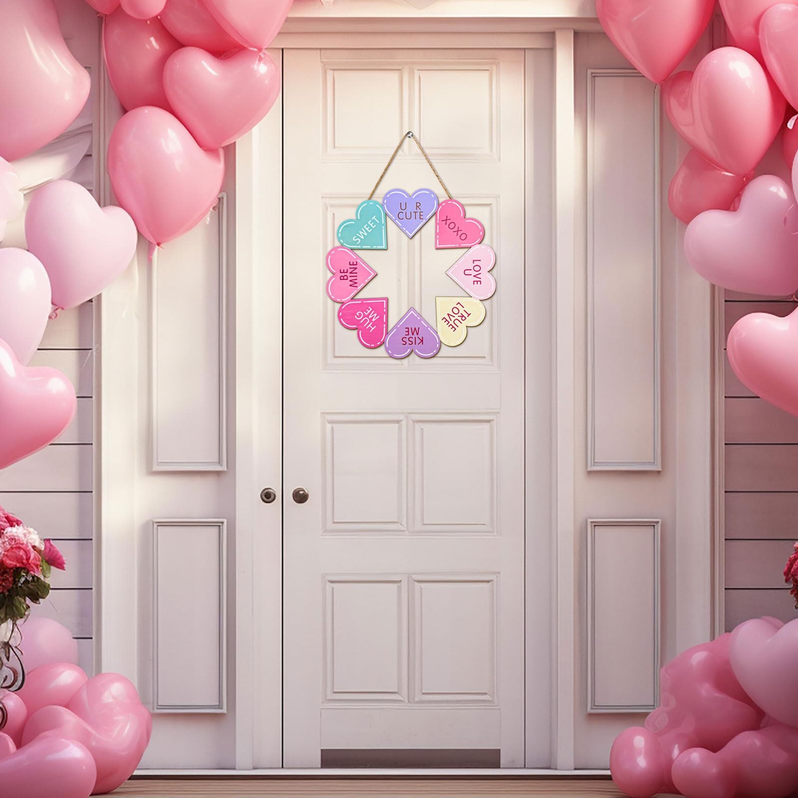 Valentine's Day Door Sign Decorations Conversation Heart Wooden Hanging Sign ... thumbnail 7