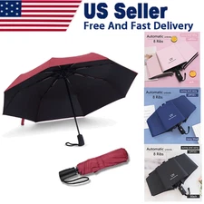 Automatic Black Umbrella Anti-UV Sun/Rain Windproof 3 Folding Compact Umbrella