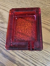Ruby Red  Glass Red Square Ashtray 1" high  5" long 3 1/2" wide