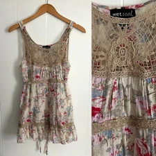 Wet Seal Y2K Top S Floral Babydoll Lace Coquette Festival Cottagecore Cotton