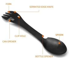 RUF 5-In-1 Utility Tactical Spork, Stainless Steel Spoon & Bottle Opener 2 PACK