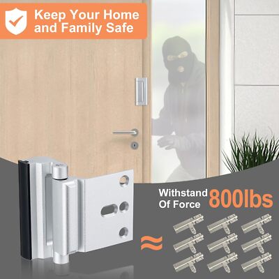 2-Pack Childproof Door Reinforcement Locks - Home Security Upgrade, Silver 5 thumbnail image