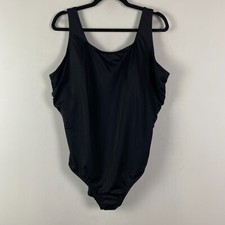 Lands End High Leg Soft Cup Sporty One Piece Swimsuit 22W Black