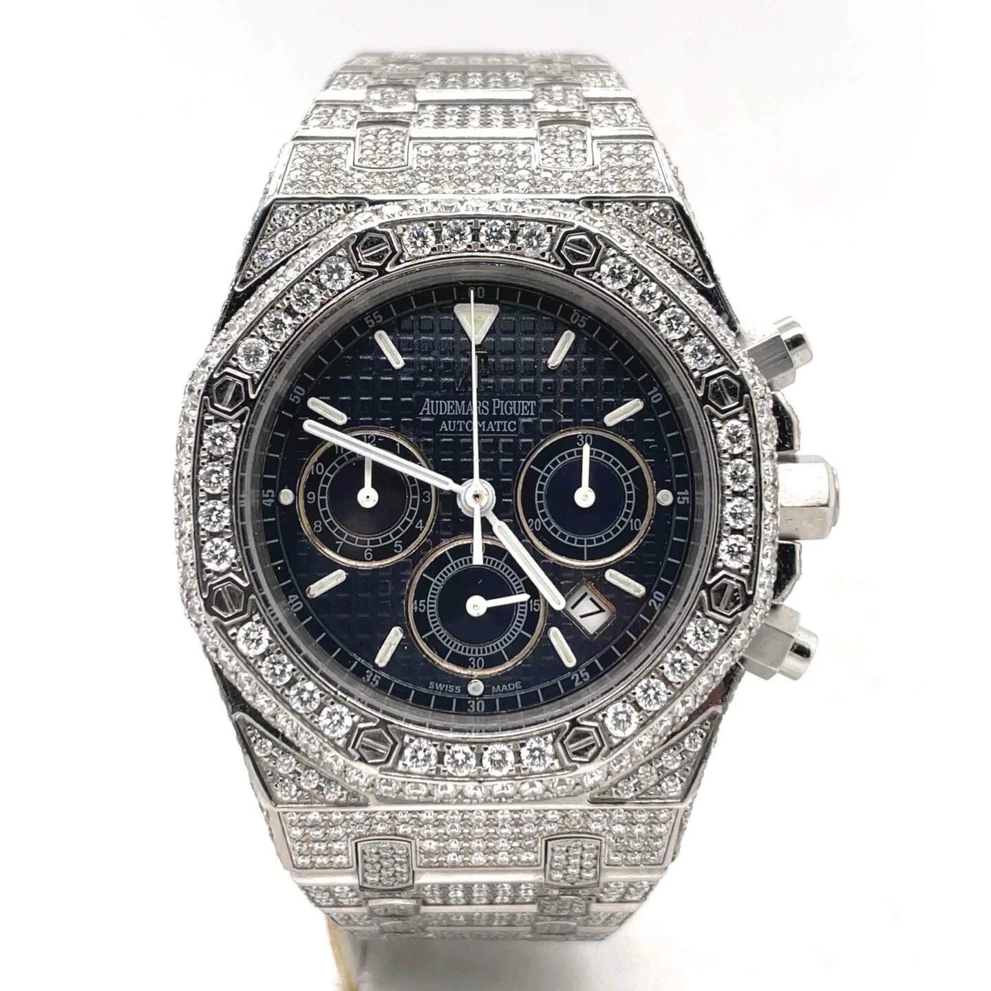 Audemars Piguet — Audemars Piguet Royal Oak 39 mm Blue Dial Chrono Stainless Diamond Watch 25860ST