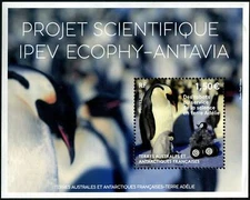 FRENCH ANTARCTIC 2022 EMPORER PENGUINS ROBOT SOUVENIR SHEET OF 1 STAMP IN MINT 