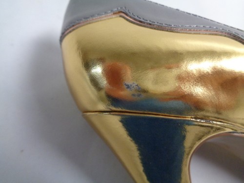 Zapatos de tacón Amiana talla 8 12-10172 de cuero estaño dorado nuevos para mujer - Imagen 12 de 12