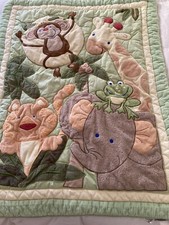 NoJo Monkey Zoo Green Baby Blanket Quilt Giraffe Frog Elephant Cuddle Soft Quilt