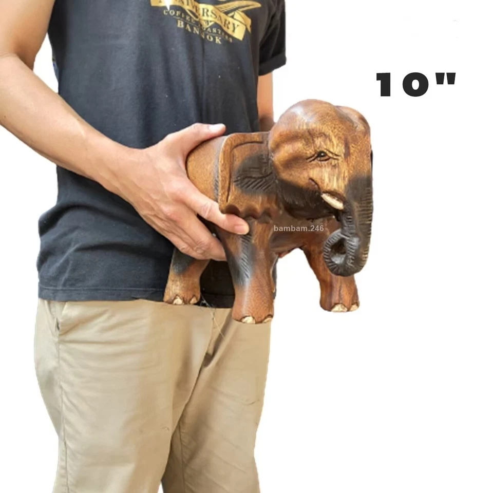 Wooden Elephant Chair 10" Hand Carved Solid Wood Stool Small Short Stool Gift So - Image 2 of 4