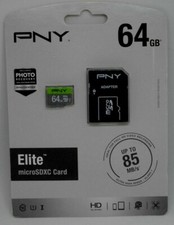 New PNY ELITE 64GB Microsdxc Card -UHS-I, U1, up to 85MB/Sec P-SDU64U185EL-GE 
