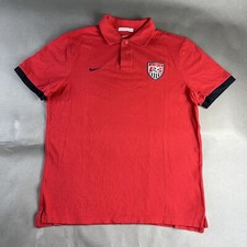 Nike Polo Shirt XL Red Mens Swoosh Athletic Embroidered Short Sleeve Used 37