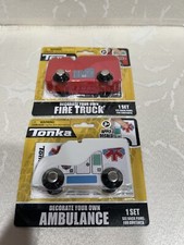 Tonka Decorate Your Own Wooden Fire Truck Ambulance 2 Pc. New