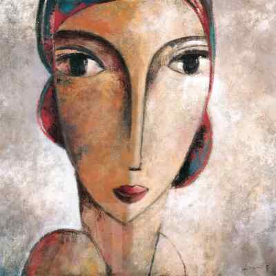 VISAGE SUR GRIS (27x27) & ROSTRO MUJER (27x27) by DIDIER LOURENCO 2PC SET CANVAS
