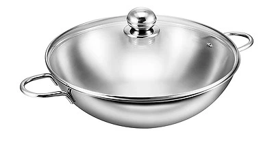 KOPF Edelstahl Wok Josie 32 cm, Edelstahl inkl. Glasdeckel induktion - Bild 1 von 4
