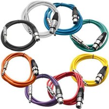8 Pack of 6 Foot Multi-Color XLR Female to TRS Patch Cables PA DJ Cords