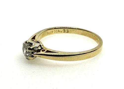 18ct Gold Diamond Ring 18K Yellow Gold 0.33ct Diamond Engagement Ring Vintage - Picture 9 of 24