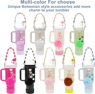 JINGSEN Stanley Cup Accessories Bling Bling Set – Includes Straw Cover, Silicone Cover, Handle Strap & Charms - View #7