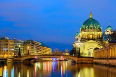 Wandbild: Berliner Kathedrale Berliner Dom am Abend Dämmerung [...]