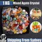 1KG 7-9mm Mixed Agate Crystal Chips BULK Grade Natural Gemstone Polished Stones
