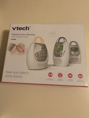 VTech DM221-2 Digital Audio Night Light On Baby Unit Monitor  2 Parent Units New