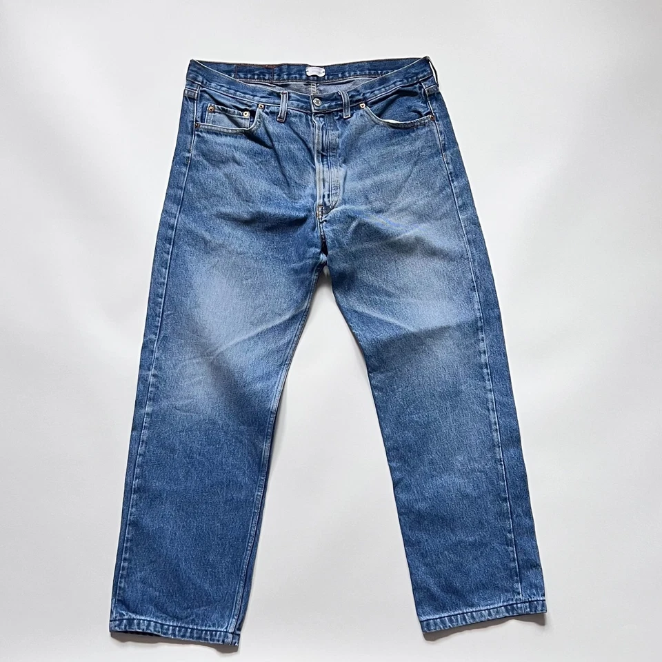 Vintage 90s Levi's 501 XX W38L36 Straight Leg Fit Jeans Made In USA Dark - Image 2 of 4